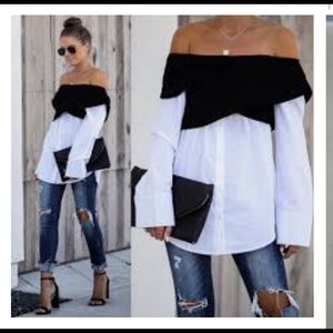 NWT Vici Excusez-Moi Of Shoulder Contrast Top - L